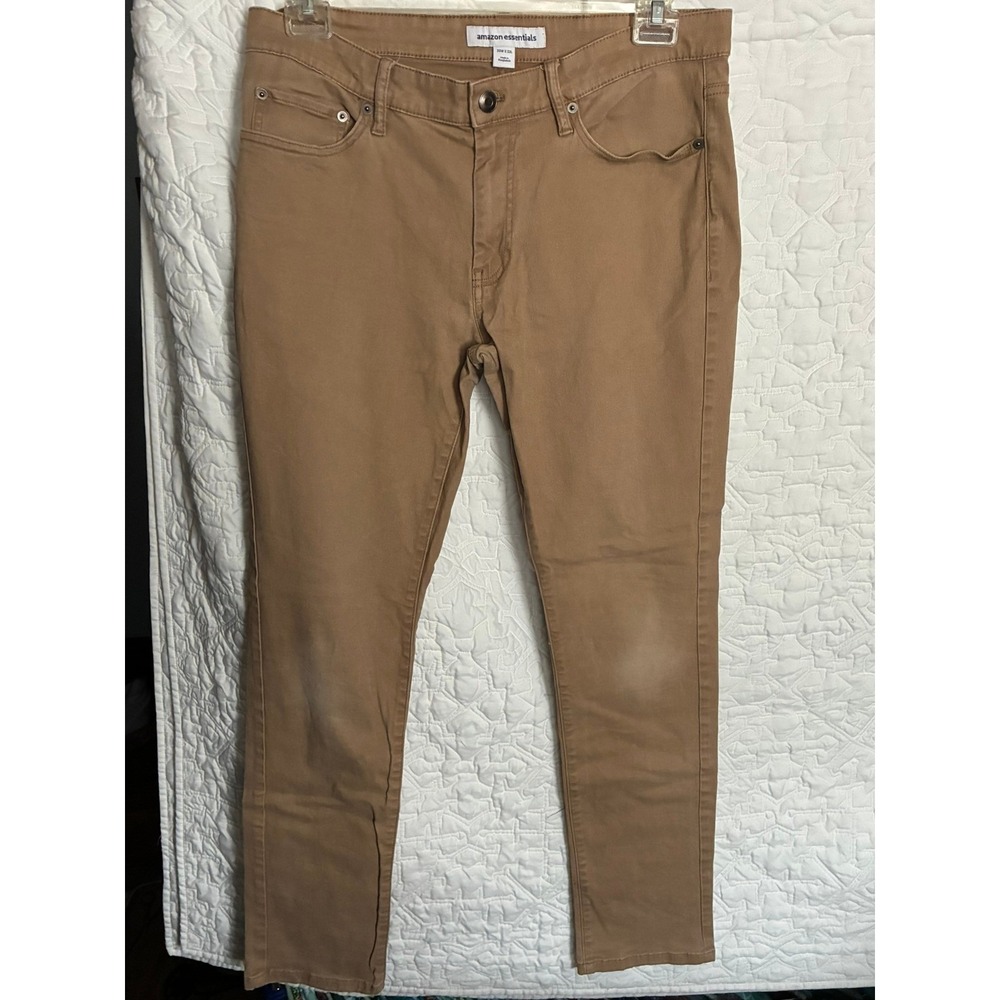Amazon Essentials Mens Skinny-Fit Stretch Chino Pants Khaki Brown 33W x 32L